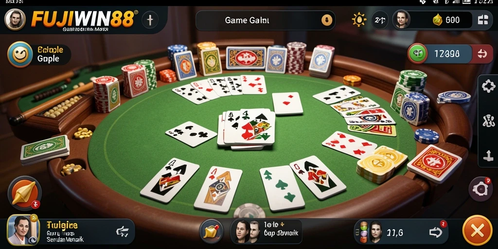 Tampilan gameplay seru FUJIWIN88 dalam permainan Gaple.