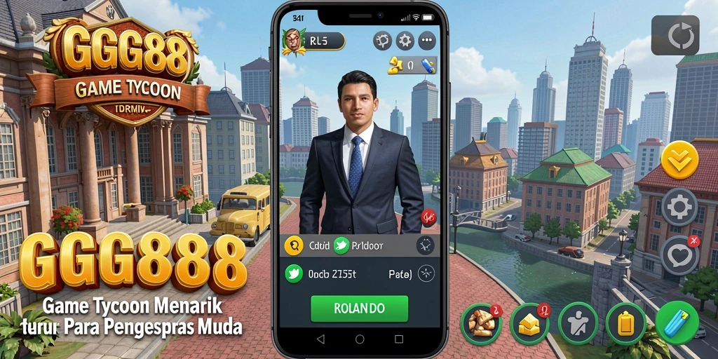 Tampilan gameplay GGG888 yang menggambarkan suasana tycoon yang aktif.