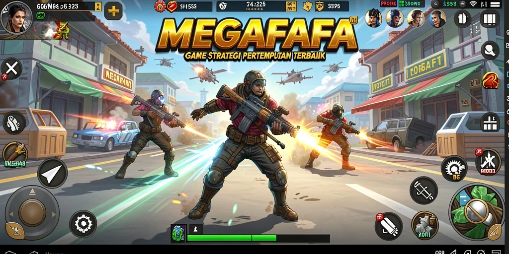 Tangkapan layar permainan MEGAFAFA dengan aksi pertempuran mendebarkan.