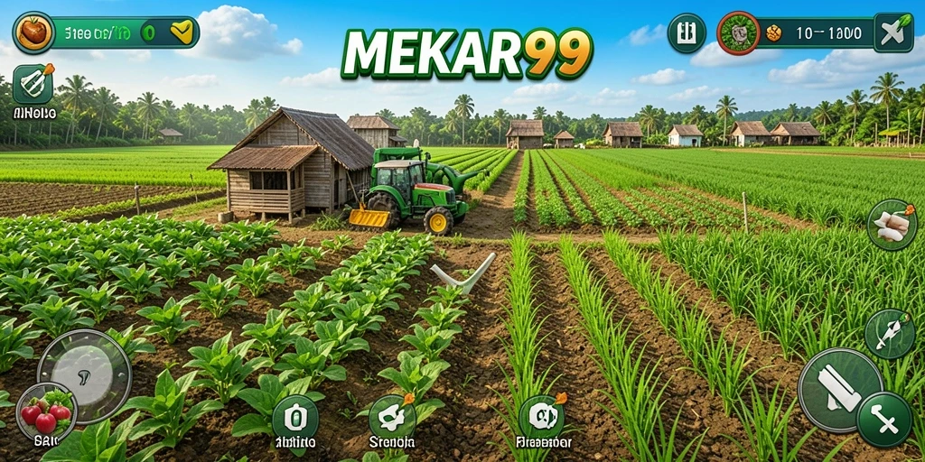 Screenshot gameplay <strong>MEKAR99</strong> memperlihatkan aktivitas bertani yang menarik.