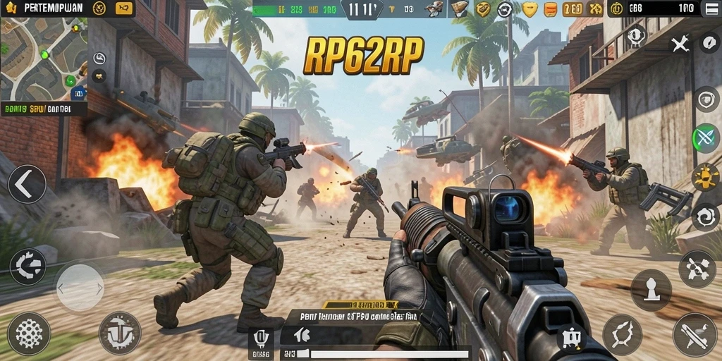 Screenshot gameplay RP62RP menampilkan aksi pertempuran yang mendebarkan.