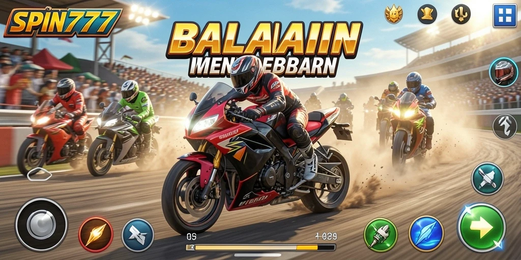 Tampilan aksi seru dalam balapan motor SPIN777.